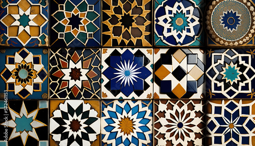 Moroccan Zellige Tiles wallpaper. Generative AI