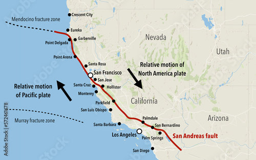 Map of the San Andreas fault in California