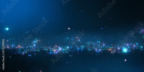 abstract blue glitter glow background, galaxy space concept, copy space for text, illustration, Generative, AI