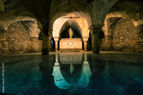 The always flooded crypt of San Zaccaria church in Venice, Italy