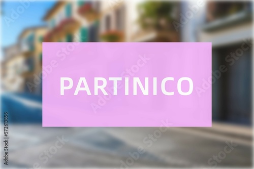 Partinico: Der Name der italienischen Stadt Partinico in der Region Sicilia vor einem Hintergrundbild