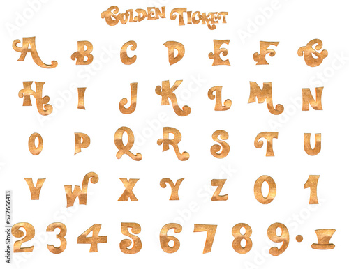 Golden Ticket metal 3D Alphabet - Rendered illustrations