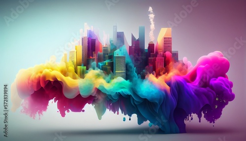 City rainbow background. Generative AI, Generative, AI