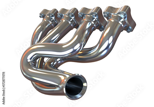 Vehicle Exhaust Manifold 3D rendering on white background