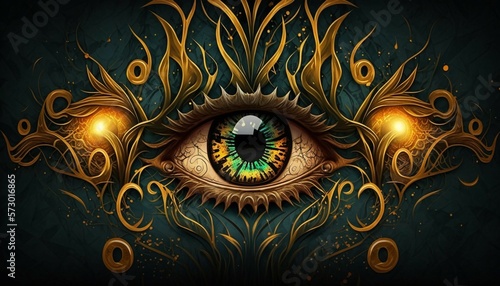 Eye. Mystical eye close-up. Fantasy eye. Prediction. Generated by AI 