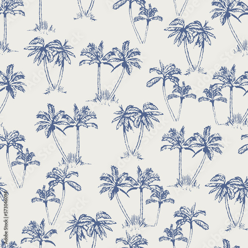 SEAMLESS DRAWN HAND PAINTED FERN PALM TREE FLORAL PATTERN SWATCH