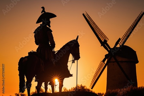 Don Quixote de la Mancha, the Knight Errant on Horseback Generative AI