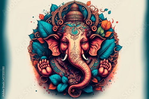 Celebrate lord ganesha festival isolated image Seamless floral pattern with flowers on dark Generative AI