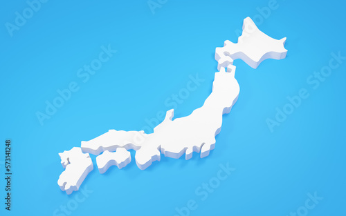 背景が青い3Dの立体的な日本地図のイラスト