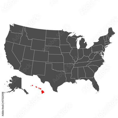 Vector map of Hawaii. High detailed illustration. Country of the United States of America. Flat style. Vector