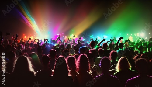 People in a crowd during a concert, created with generative AI art.