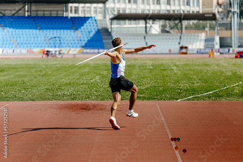 javelin throw back athlete thrower in track and field event