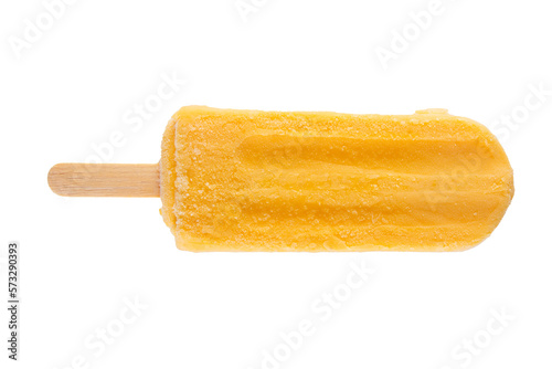 Popsicle ice cream isolated. Mango passion fruit Yellow Popsicle