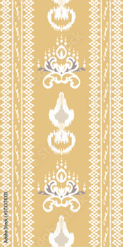 African Ikat paisley embroidery. Ikat vector tribal chevron Geometric Traditional ethnic oriental design for the background. Folk, Indian, Scandinavian, Gypsy, saree Borneo Fabric border Ikkat
