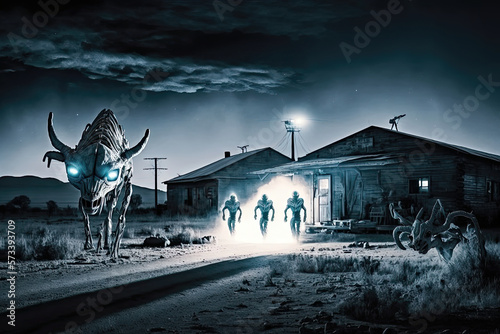 Skinwalker Ranch, UFOs, aliens and cattle . generative ai