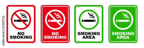 no smoking area and smoking area sign printable red stop symbol set ban silhouette icon design template