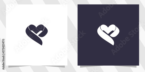 letter m with love logo design