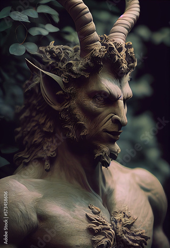 Portrait of Satyr creature, Greek mythology, Generative AI