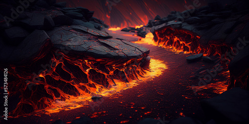 the surface of the lava, background, Generative AI