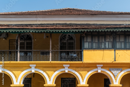 Exterior facade of the old colonial era Mint House building built in 1834 in the Latin quarter of Panjim.