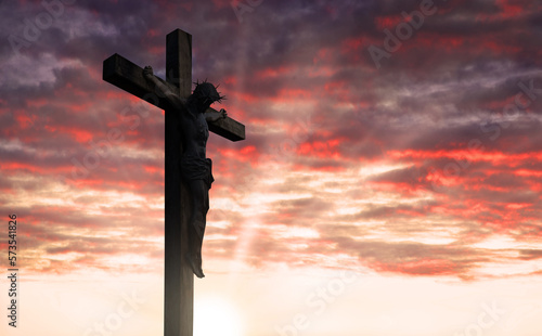 Crucified Christ hangs on the cross