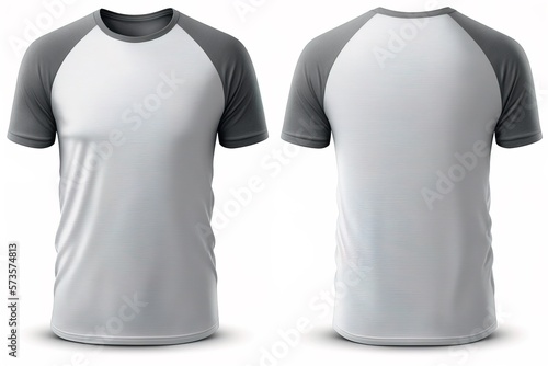 Blank raglan T shirt for men template, grey color with light background