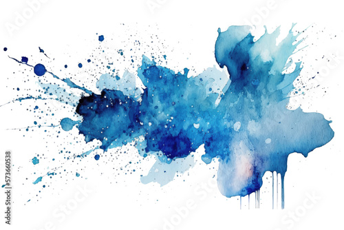 blue watercolor splatter stain texture background design.Generative AI