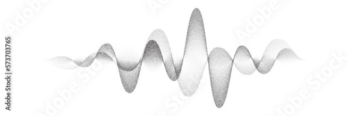 Noise grain sound wave tattoo, pointillism dots wave of black gradient vector dotwork stipple. Abstract wave tattoo of grain noise with grainy dotted texture