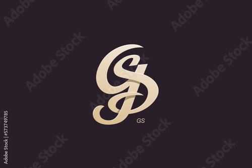 Letter G and S Monogram Logo Design Vector