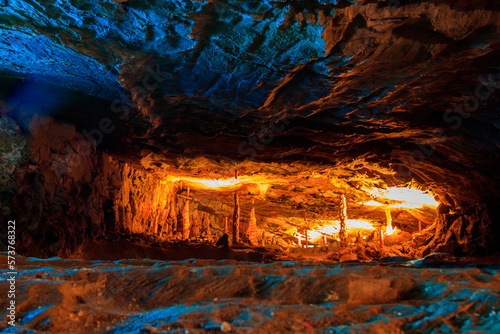 St. Beatus Caves with stalactites and stalagmites below Beatenberg near Interlaken in Bern canton in Switzerland