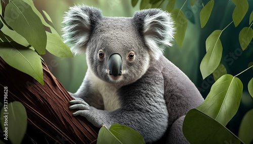 A curious koala peering down at you