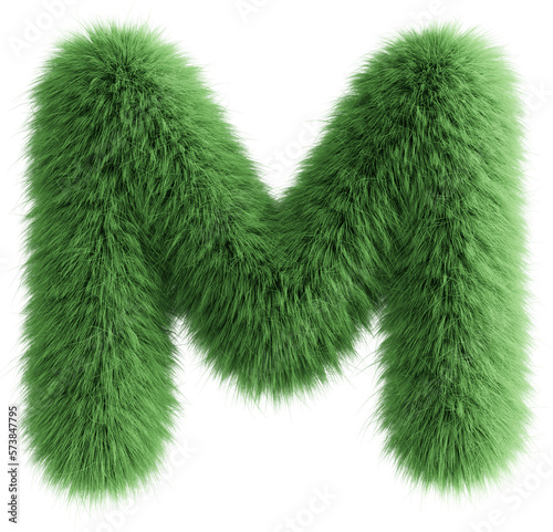 Green 3D Fluffy Letter M