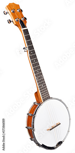 banjo guitar musical string instrument isolated white background. folk western acoustic music concept