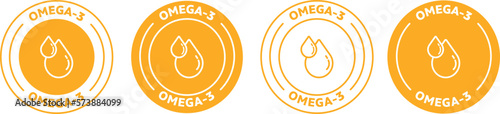 Rich in Omega-3 icon. Badge, symbol, logo vector on transparent background.