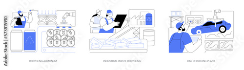 Metal recycling abstract concept vector illustrations.