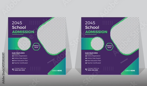 School education admission social media post and web banner template.