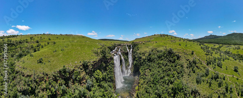 Drone view at Lisbon waterfall near Graskop in South Africa