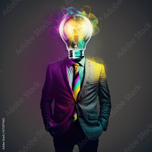 Light Bulb Businessman. Generative AI.