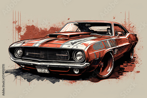 American muscle car abstract illustration 