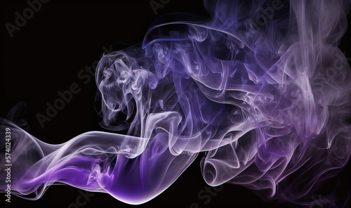  a purple and white smoke is shown on a black background. generative ai