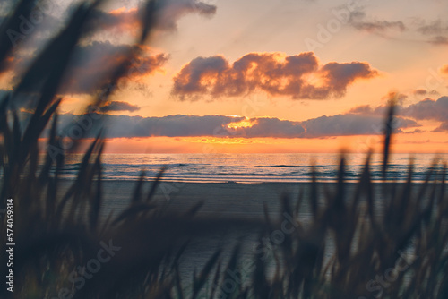 Warm sunset at the coast in northern Denmark. High quality photo