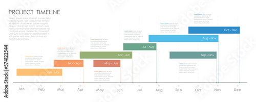 project timeline Infographic template for business. schedule 12 Months modern Timeline diagram calendar with presentation vector infographic. 