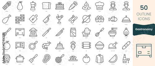 Set of gastronomy icons. Thin linear style icons Pack. Vector Illustration