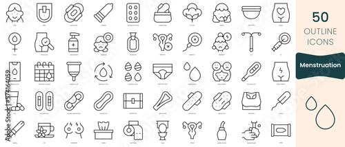 Set of menstruation icons. Thin linear style icons Pack. Vector Illustration