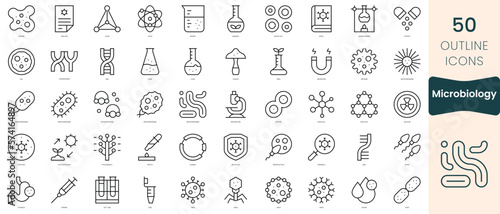 Set of microbiology icons. Thin linear style icons Pack. Vector Illustration