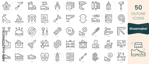 Set of shoemaker icons. Thin linear style icons Pack. Vector Illustration