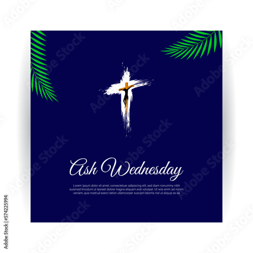 Vector illustration of Ash Wednesday Christian holy day banner