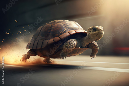 turbo fast turtle running at high speed. generative ai