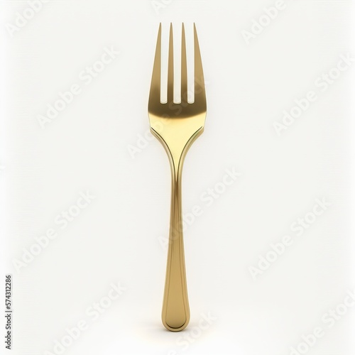 Gold fork on a white background