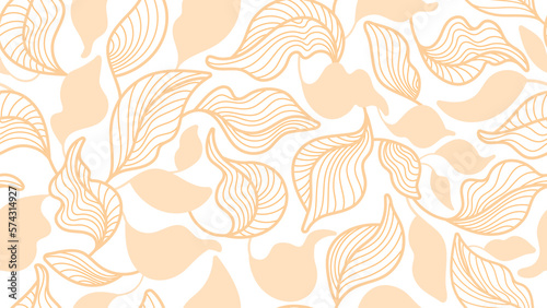 Line golden leaves. Art vector seamless pattern
